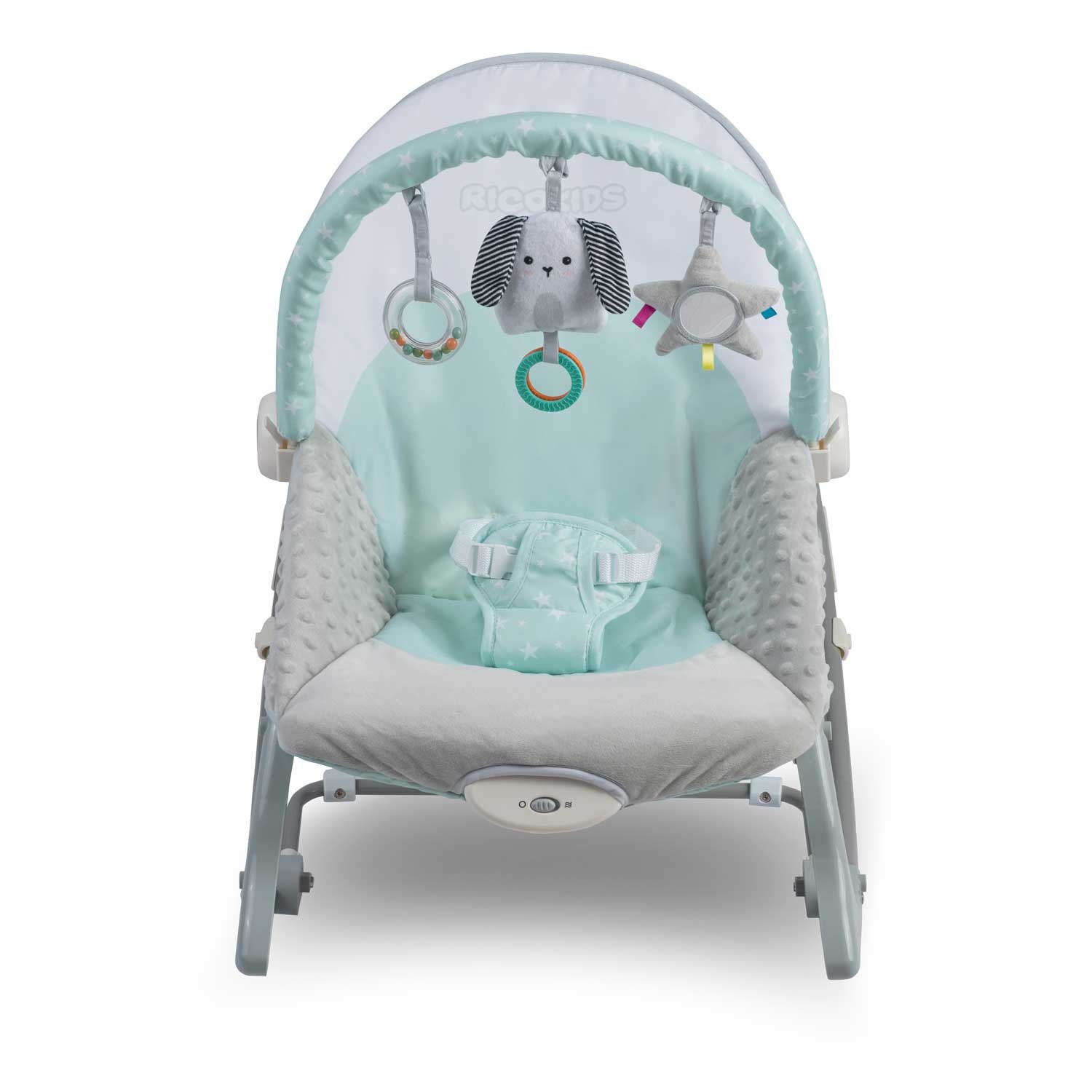 Wipstoeltje met vibratiesysteem Mint + speelband – 70 x 48 cm