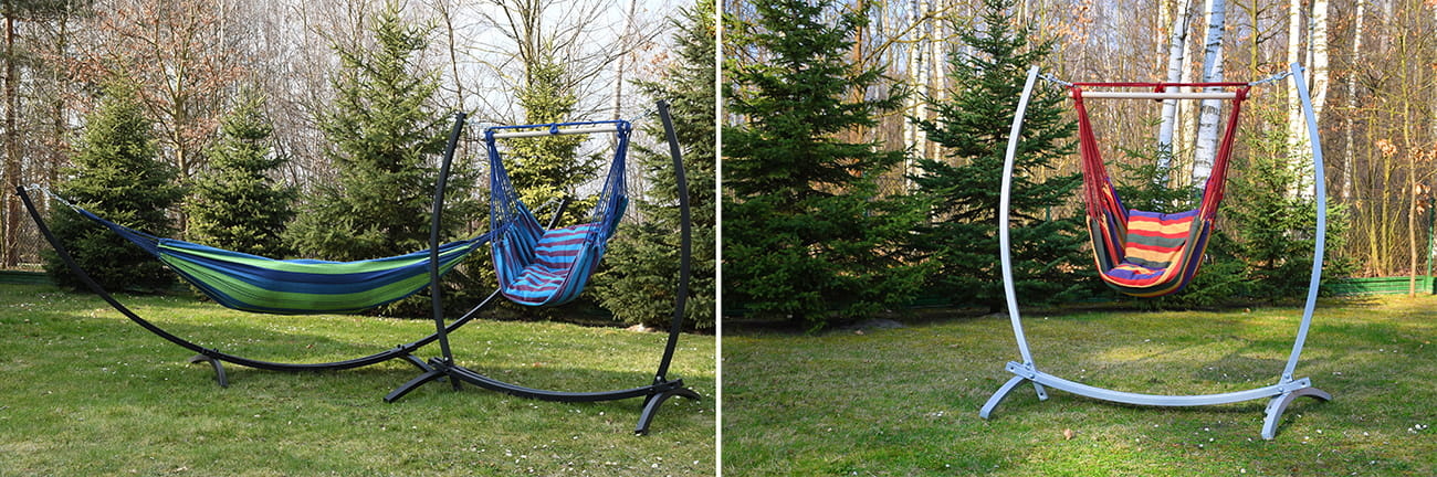 Standaard voor hangmat & hangstoel 2in1 opvouwbaar – Zwart frame