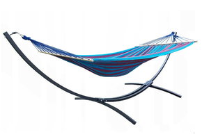 Hangmat frame Zwart + Hangmat 220 x 160 cm – Blauwe streep