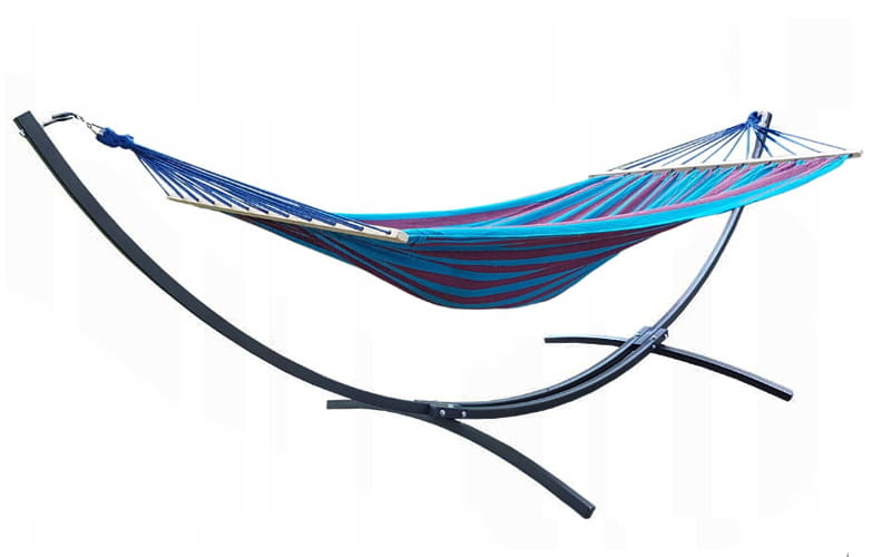 Hangmat frame Zwart + Hangmat 220 x 160 cm – Blauwe streep