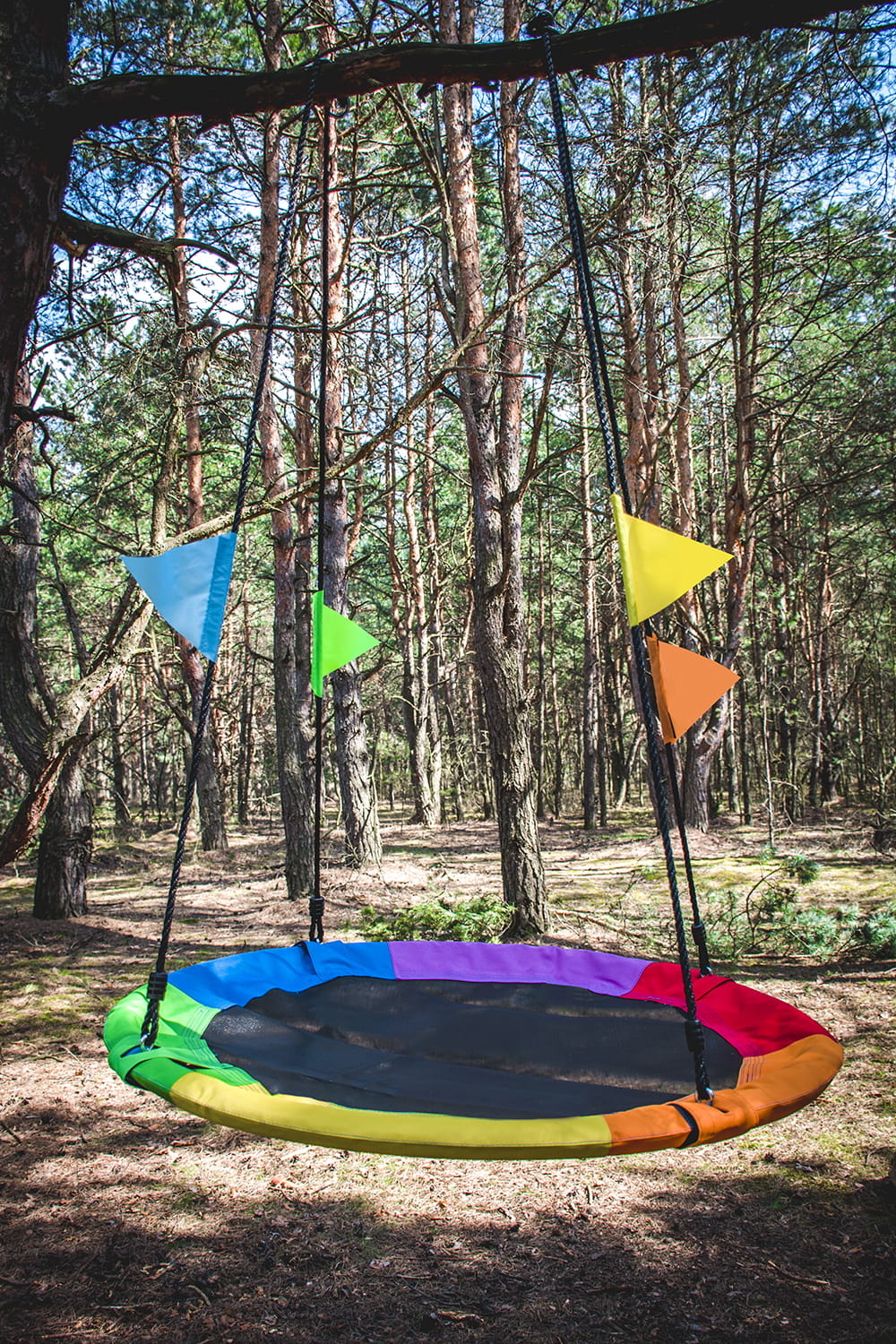 Nestschommel 100 cm Regenboog met vlaggen – Ooievaarsnest