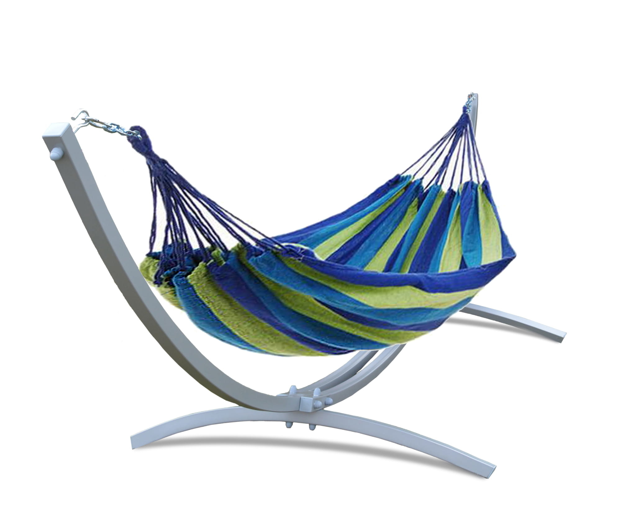 Hangmat standaard grijs + 2-zits Hangmat Groen & Blauw