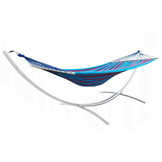 Hangmat standaard Wit + Hangmat 220 x 160 cm – Blauw gestreept