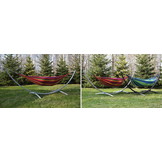 Hangmat frame Zwart + Hangmat 220 x 150 cm – Groen gestreept