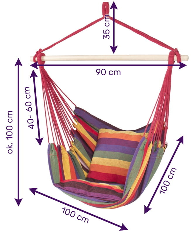 Hangmat frame verstelbaar inclusief hangmat + hangstoel – Wit