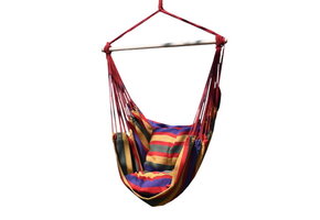 Hangstoel 100 x 100 cm met kussens – Rode touwen – Tot 120 kg