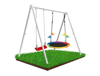 Schommelframe set Incl 2 schommels – 260 x 195 x 230 cm – Wit staal