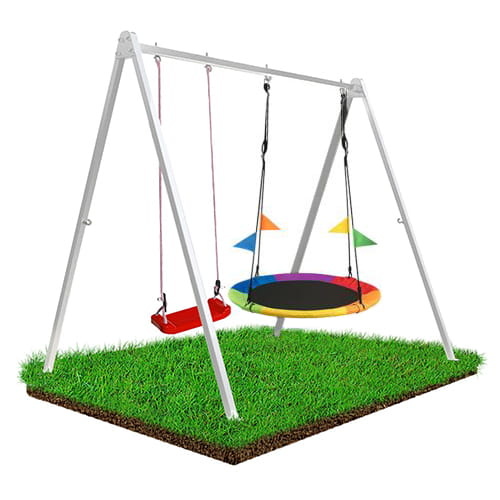 Schommelframe set Incl 2 schommels – 260 x 195 x 230 cm – Wit staal