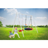 Schommelframe set Incl 2 schommels – 260 x 195 x 230 cm – Wit staal