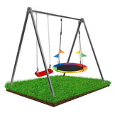 Schommelframe set + 2 schommels – 260 x 195 x 230 cm – Grijs