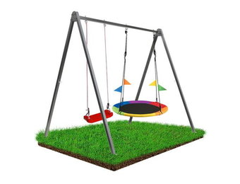 Schommelframe set + 2 schommels – 260 x 195 x 230 cm – Grijs