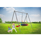 Schommelframe set + 2 schommels – 260 x 195 x 230 cm – Grijs