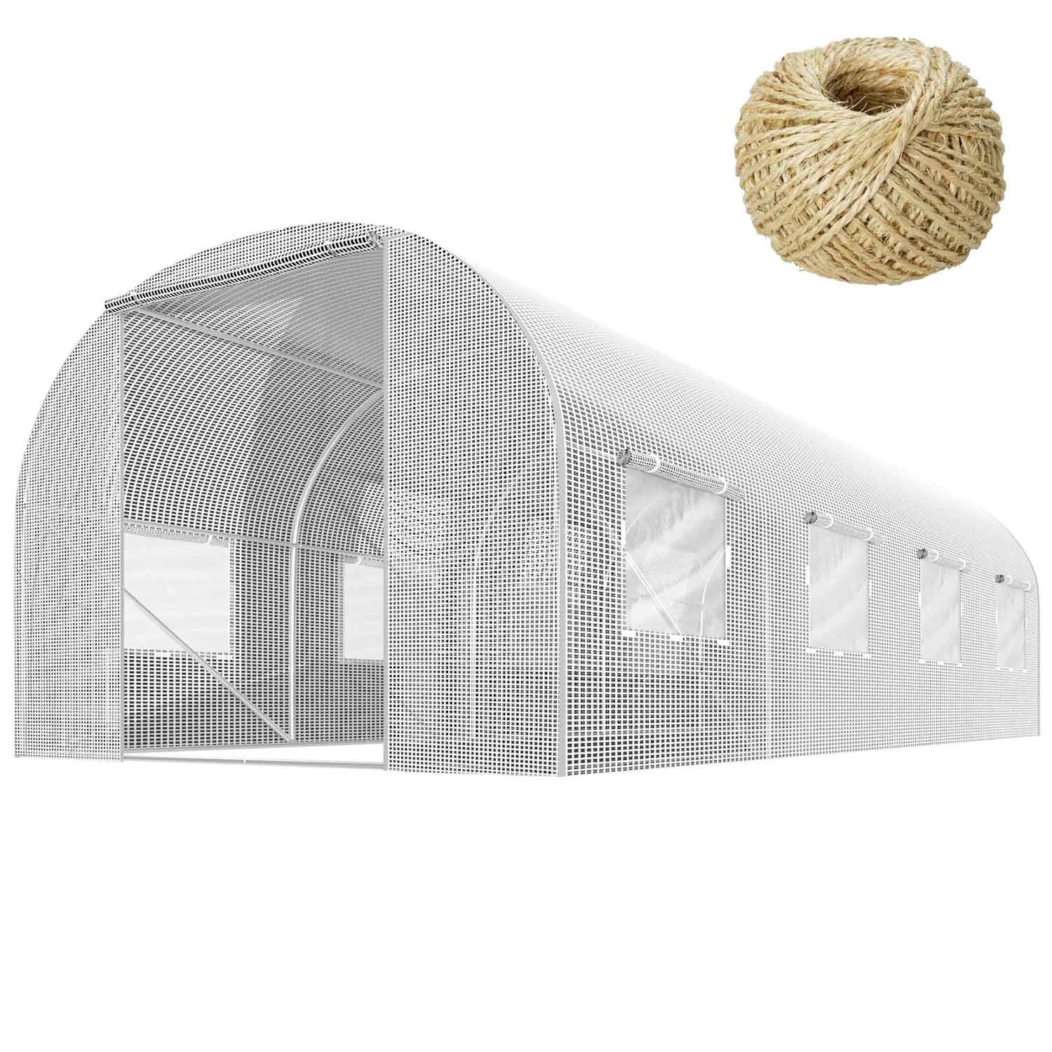 Kweekkas folie tunnel met 8 ramen – 4 x 2,5 x 2 m – Wit
