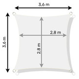 Schaduwdoek vierkant 3,6 x 3,6 m – Beige – Zonwering zeil