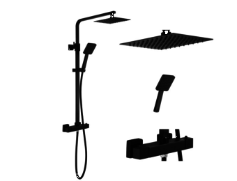 Regendouche mengkraan set compleet – Mat zwart