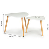 Salontafel duo – Set van 2 bijzettafels – wit met houten poten