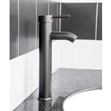 Wastafelkraan hoog – Mat zwart – 30 cm – Badkamerkraan + montageset