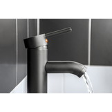 Wastafelkraan hoog – Mat zwart – 30 cm – Badkamerkraan + montageset