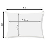 Schaduwdoek 3 x 4 m rechthoek – Wit – Zonwering zeil