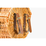 Picknickmand rond met 2-persoons servies + deken – Handgemaakt