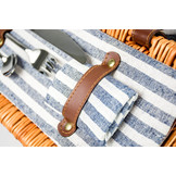 Picknickmand rond met 2-persoons servies + deken – Handgemaakt