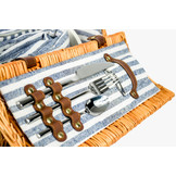 Picknickmand rond met 2-persoons servies + deken – Handgemaakt