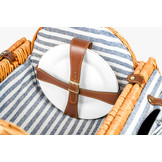 Picknickmand rond met 2-persoons servies + deken – Handgemaakt