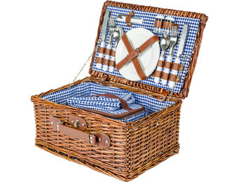 Picknickmand handgemaakt 4-persoons + servies & thermotas