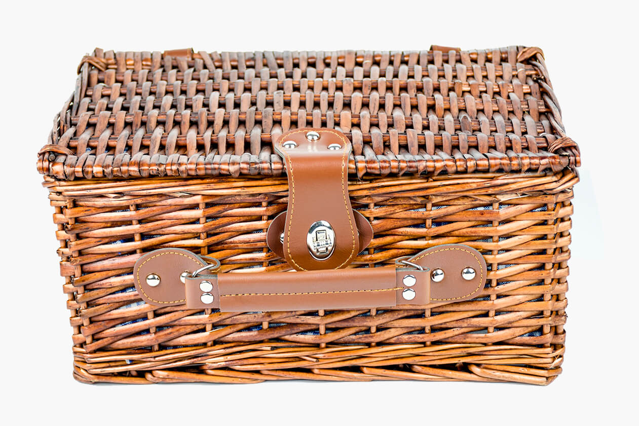 Picknickmand handgemaakt 4-persoons + servies & thermotas