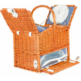 Rieten picknickmand XL 4-persoons + servies & thermotas