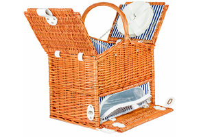 Rieten picknickmand XL 4-persoons + servies & thermotas