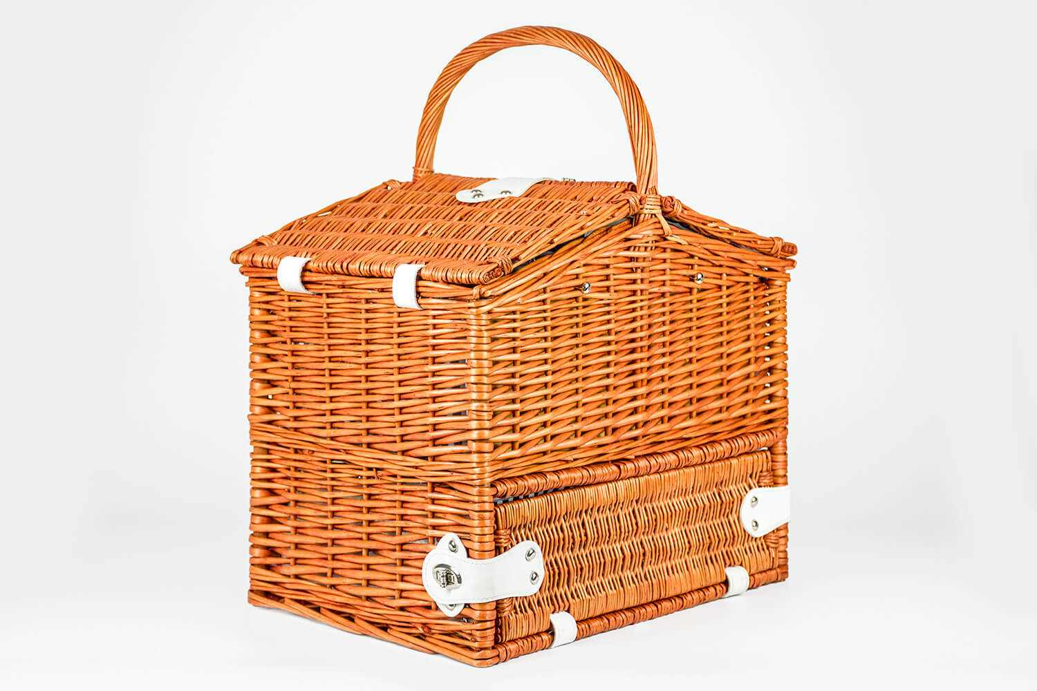 Rieten picknickmand XL 4-persoons + servies & thermotas