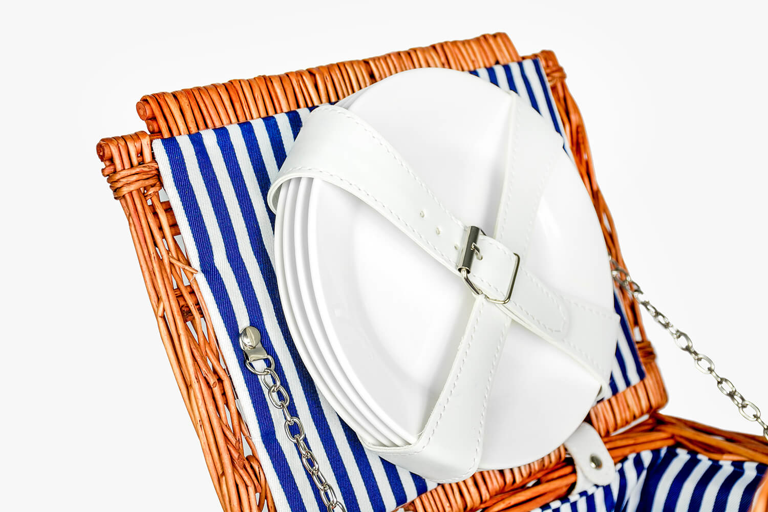 Rieten picknickmand XL 4-persoons + servies & thermotas