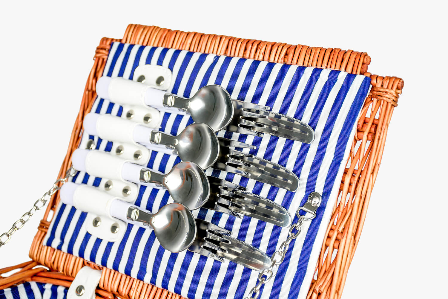 Rieten picknickmand XL 4-persoons + servies & thermotas