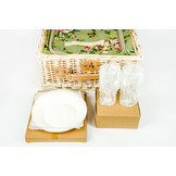 Rieten Picknickmand 37,5 x 27,5 x 18 cm + servies & thermotas