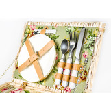 Rieten Picknickmand 37,5 x 27,5 x 18 cm + servies & thermotas