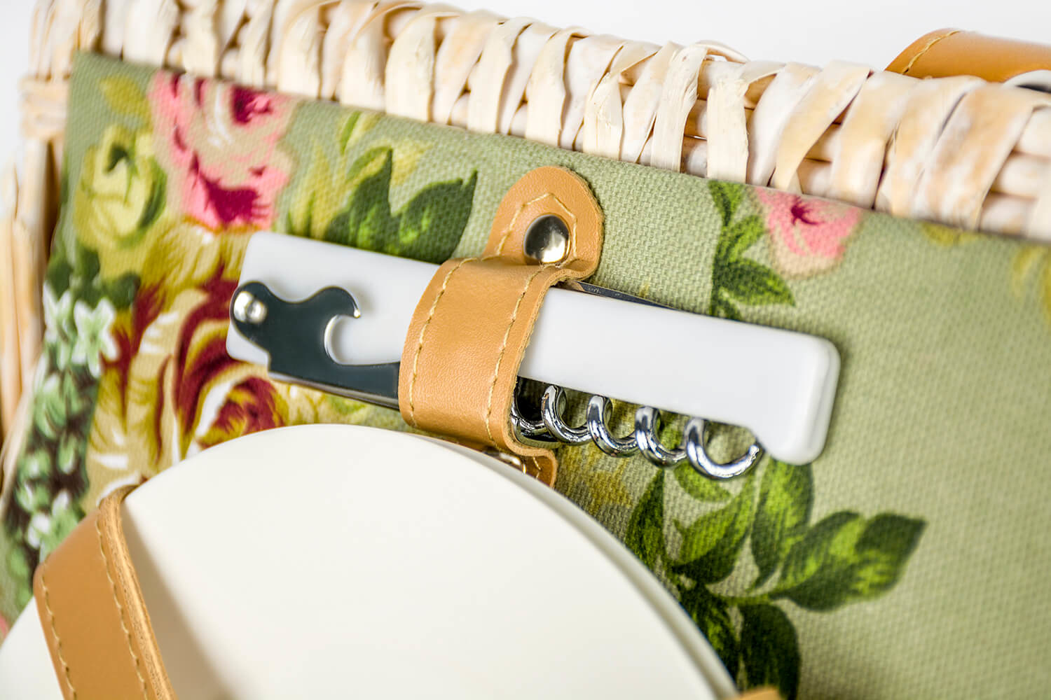 Rieten Picknickmand 37,5 x 27,5 x 18 cm + servies & thermotas