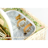 Rieten Picknickmand 37,5 x 27,5 x 18 cm + servies & thermotas