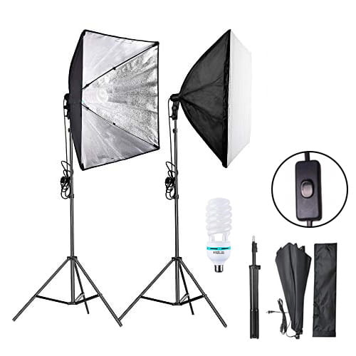 Softbox kantelbaar 50 x 70 cm op statief + Schakelaar & gloeilamp