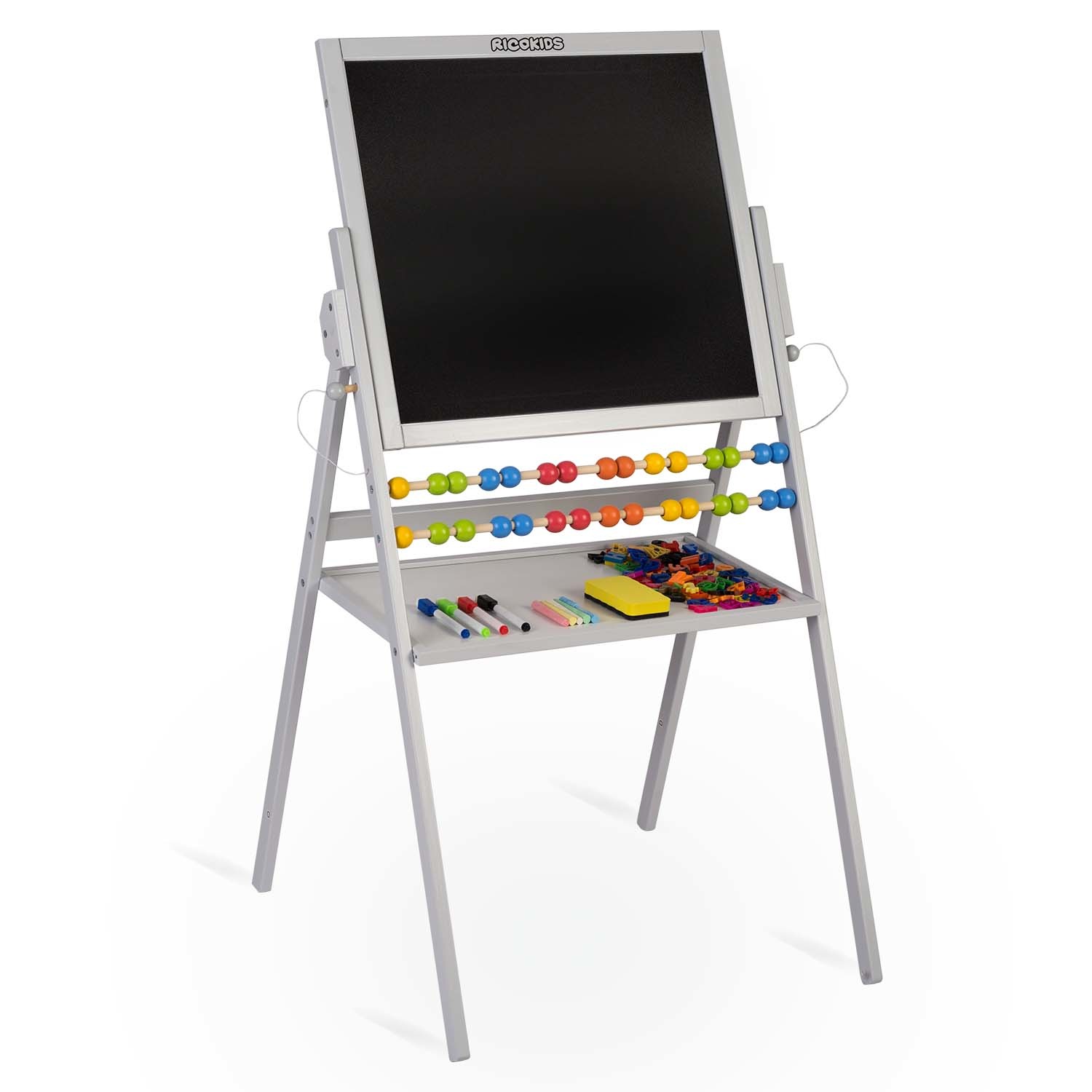 Tekenbord dubbelzijdig + telraam – Grijs – 101 x 54 x 55 cm