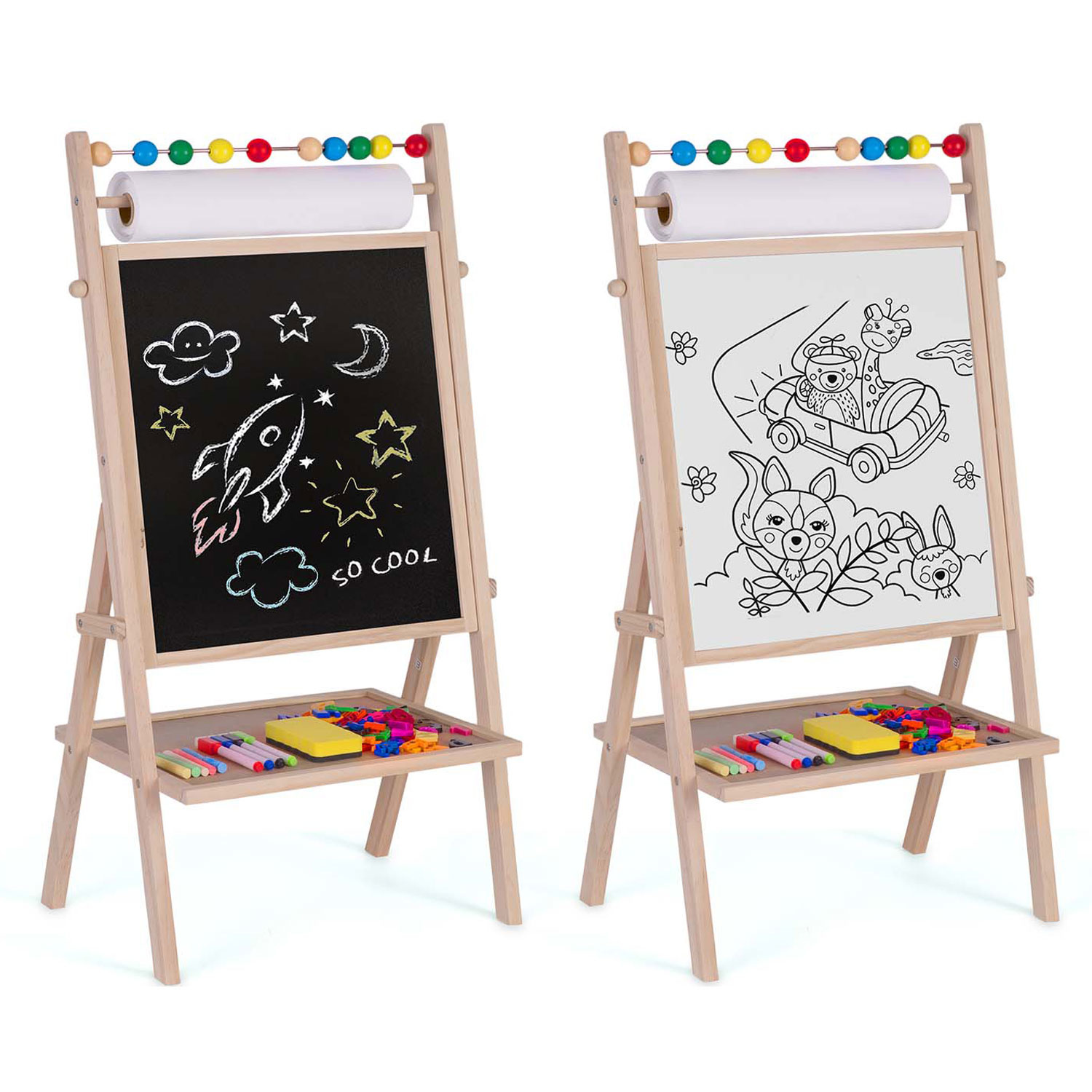Dubbel schrijfbord met tekenpapier + accessoires