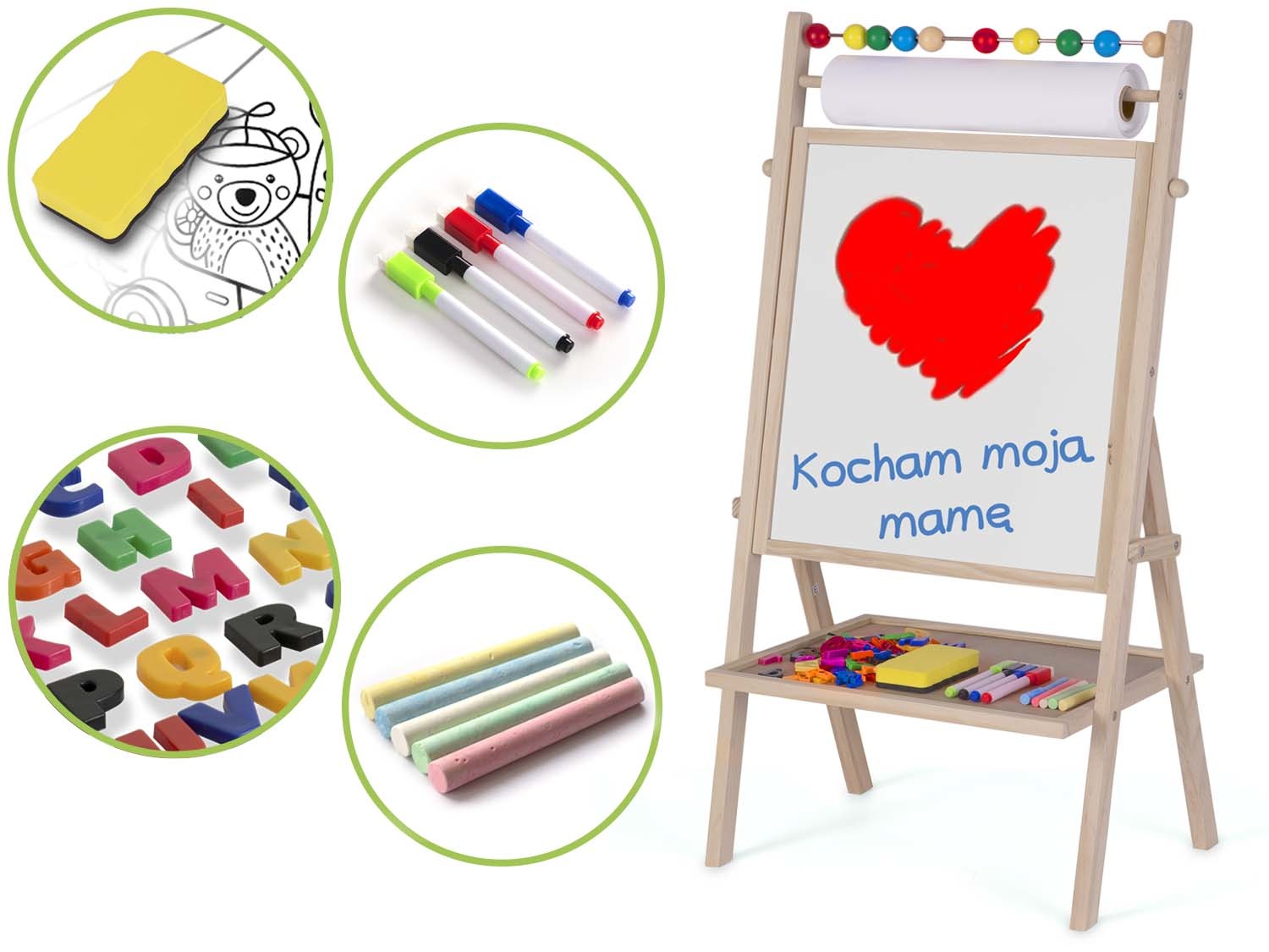 Dubbel schrijfbord met tekenpapier + accessoires