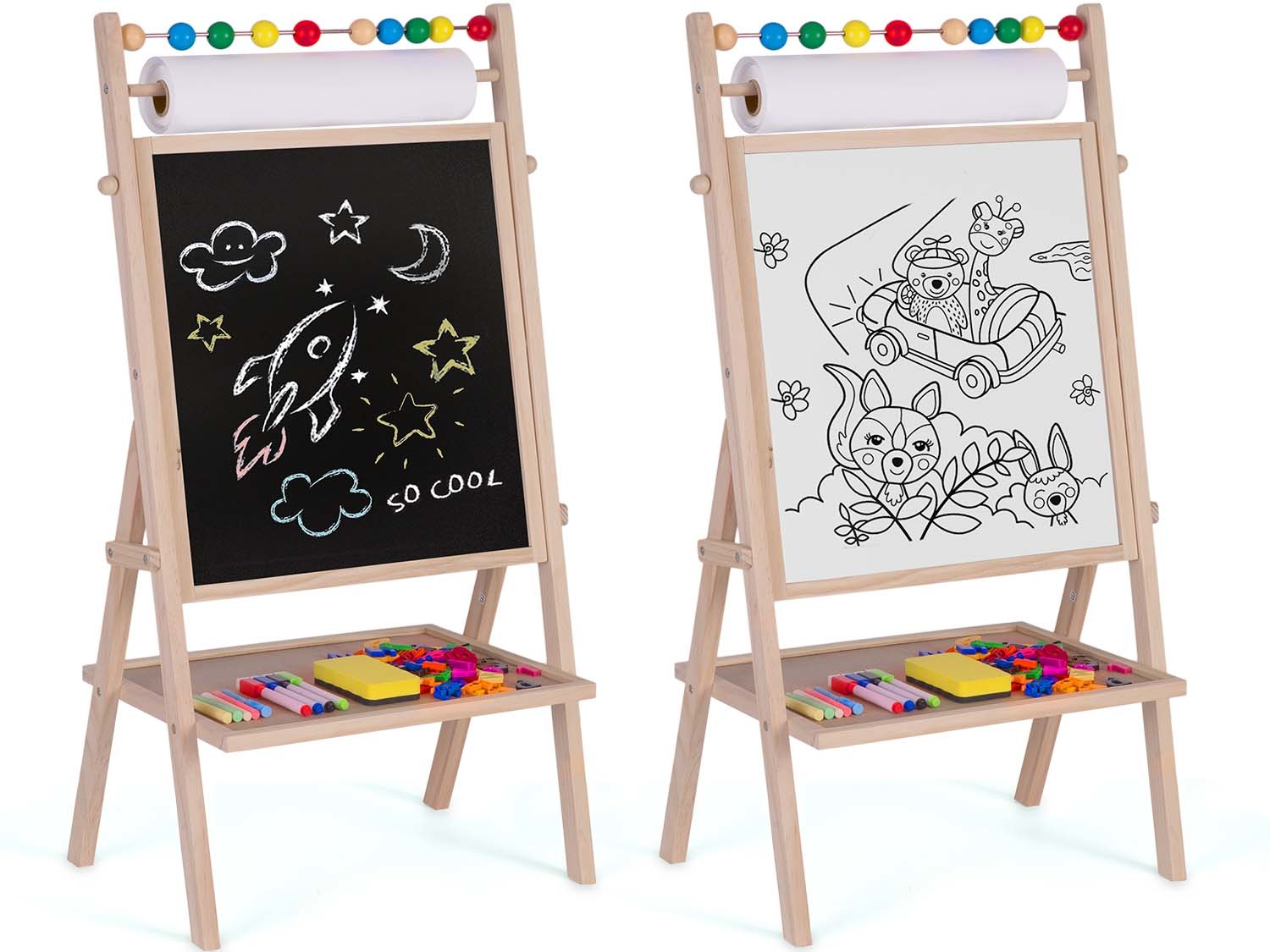 Dubbel schrijfbord met tekenpapier + accessoires