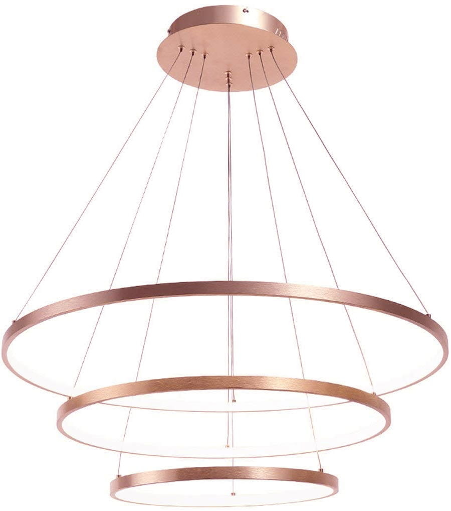 Hanglamp kroonluchter 3 ringen – Rosé goud metaal – LED