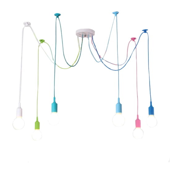 Kroonluchter met 6 hangende lampen – Multi kleur – 60W