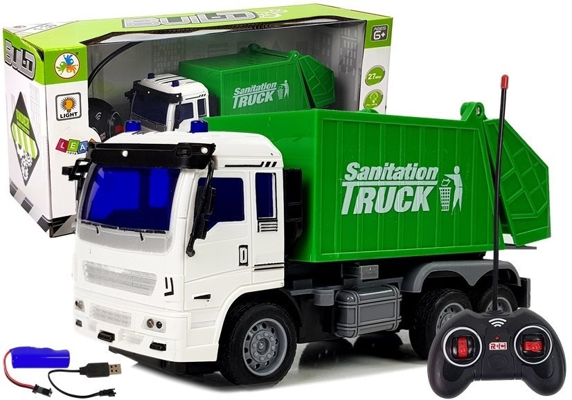 RC Vuilniswagen 27Mhz met licht – Bestuurbare speelgoed truck