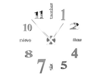 Metalen wandklok met ongelijke cijfers – Zelfklevend – 70 – 130 cm