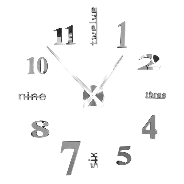 Metalen wandklok met ongelijke cijfers – Zelfklevend – 70 – 130 cm