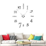 Metalen wandklok met ongelijke cijfers – Zelfklevend – 70 – 130 cm