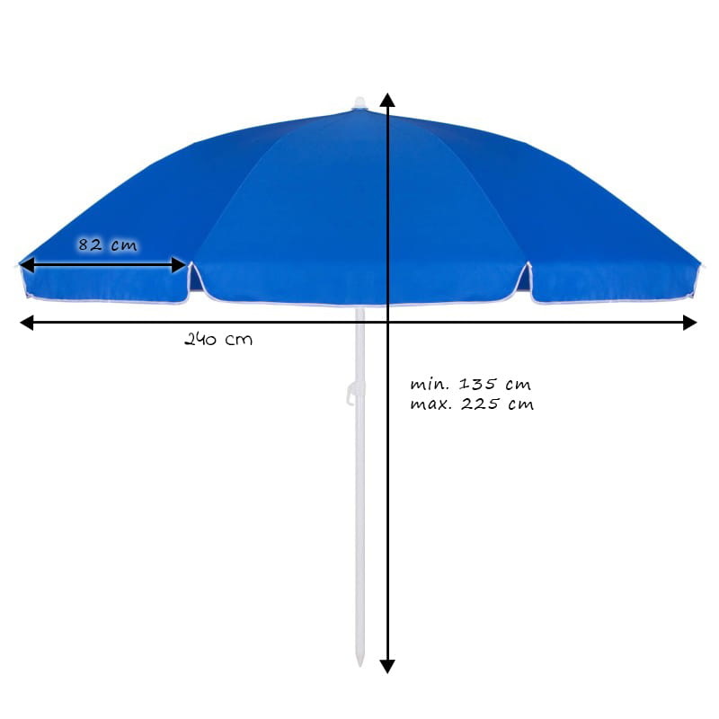 Strandparasol 240 cm – In hoogte verstelbaar – Blauw – XL Parasol